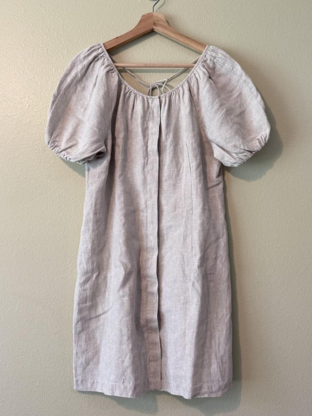 J.Crew Beige Linen Puff Sleeve Mini Dress